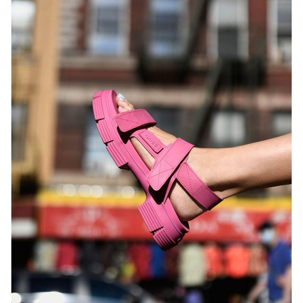 Ganni PINK Sandals with logo